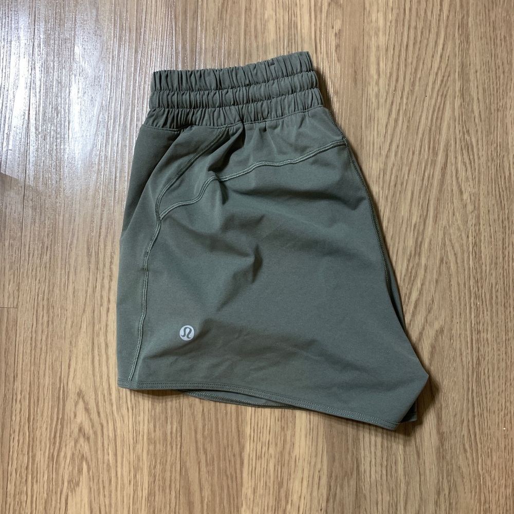 rare green high waisted lululemon shorts!